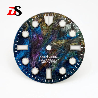 Carbon Fiber Dial Rich Color Lava BWG9 C3 Lume for NH35 Movement 3o'clock Date/No Date 28.5mm