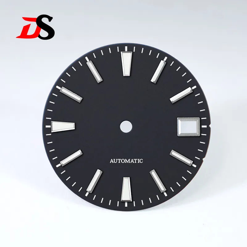 NH35 Dial 28.5mm Sunburst Matte Black Dial Blue Lume for NH38 Automatic Movement