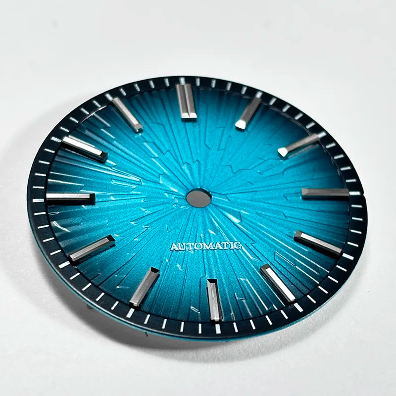 Gradient Wood Grain 28.5mm Dial Blue Lume for NH35/NH38 Movement 3 O'clock Date/no Date