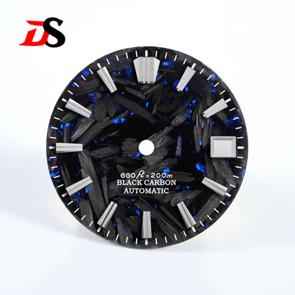 Broken Blue Purple Carbon Fiber Dial GS MOD No Lume Fit NH35 NH36 Movement  28.5mm