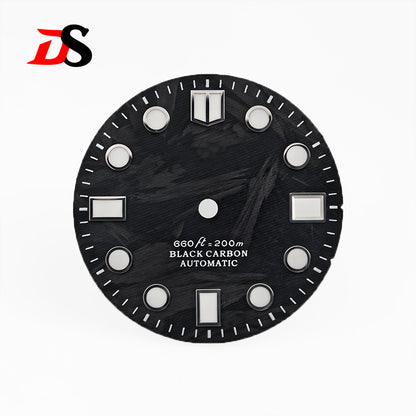 Black Carbon Fiber Dial 28.5mm NH35 Dial Blue Lume MM Index