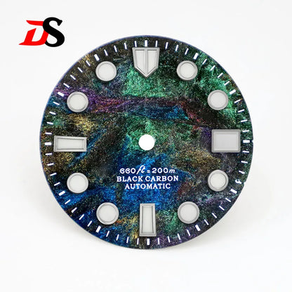 Carbon Fiber Dial Rich Color Lava BWG9 C3 Lume for NH35 Movement 3o'clock Date/No Date 28.5mm