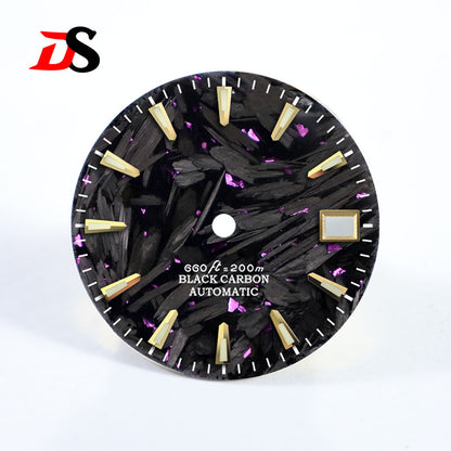 Broken Gold Carbon Dial BGW9 C3 Lume Gold Index Fit NH35 NH36 Movement  28.5mm