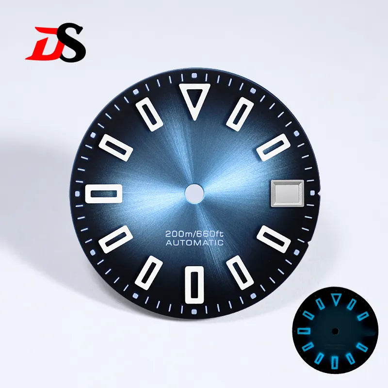 28.5mm Matte Dial Hollow Index Green Lume SKX007 for NH35 Movement