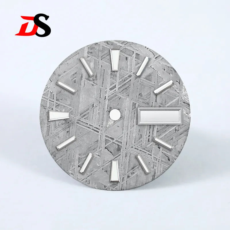 Natural 28.5mm Grey Meteorite Dial Day Date No Lume NH36 Movement No Tick Mark