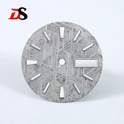 Natural 28.5mm Grey Meteorite Dial Day Date No Lume NH36 Movement No Tick Mark