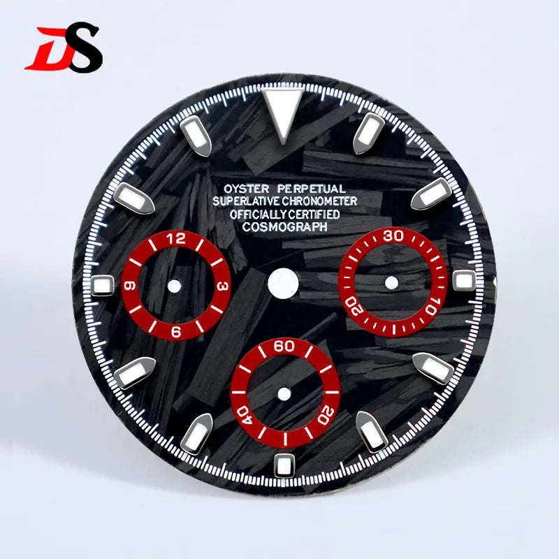 29.5mm Dial Carbon Fiber Blue Lume for VK63 Movement Black Lume