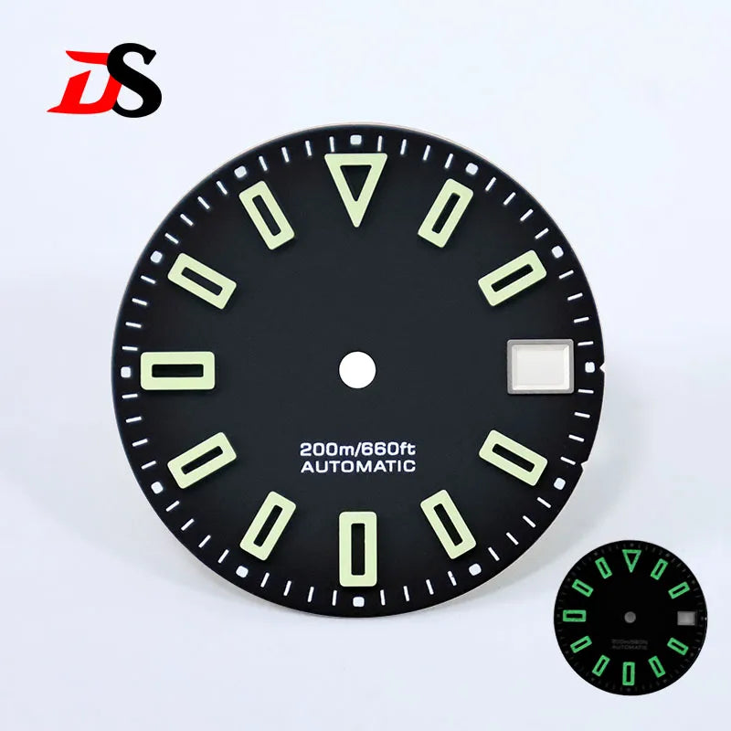 28.5mm Matte Black Dial Hollow Index BGW9 C3 Lume SKX007 for NH36 Movement