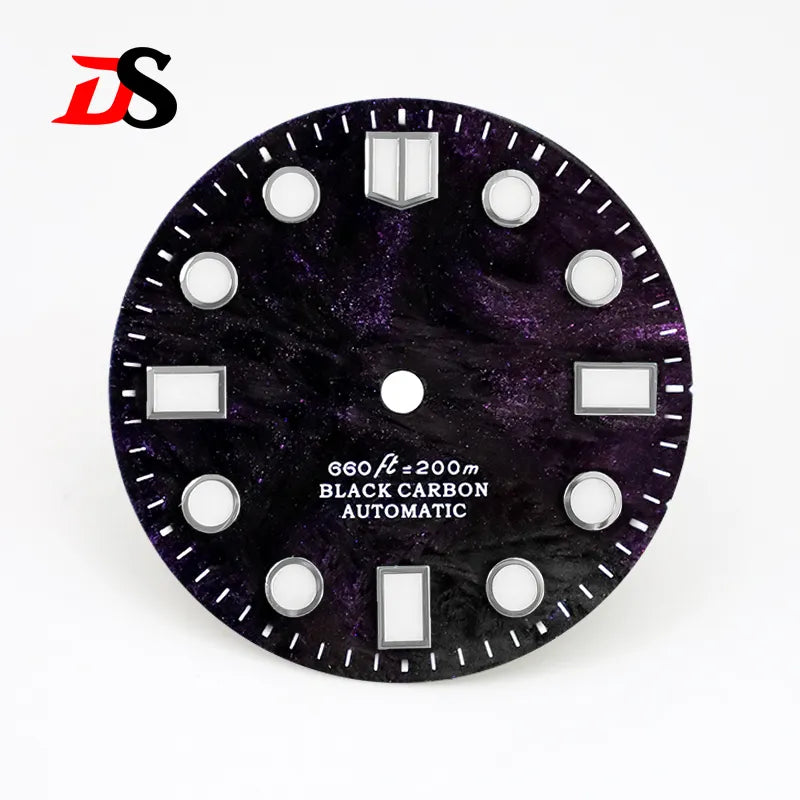 MM Index Lava Texture Carbon Fiber Dial Rich Color BWG9 C3 Lume for NH35 Movement No Date 28.5mm