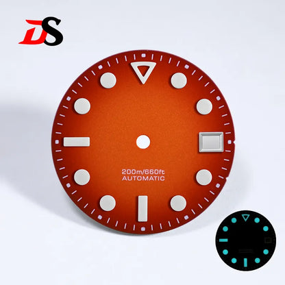 Matte Dial Hollow Index NH35 Dial 28.5mm Blue Lume for NH35 Movement 3 O'clock Date/no Date