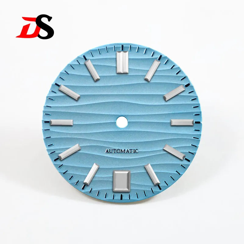 28.5mm Dial Wave Dial No Lume 6 O'clock Date Blue Lume NH35 NH36 Movement