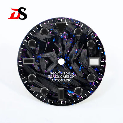 28.5mm Dial Black Lume Broken Carbon Fiber Dial Fit NH35 Movement
