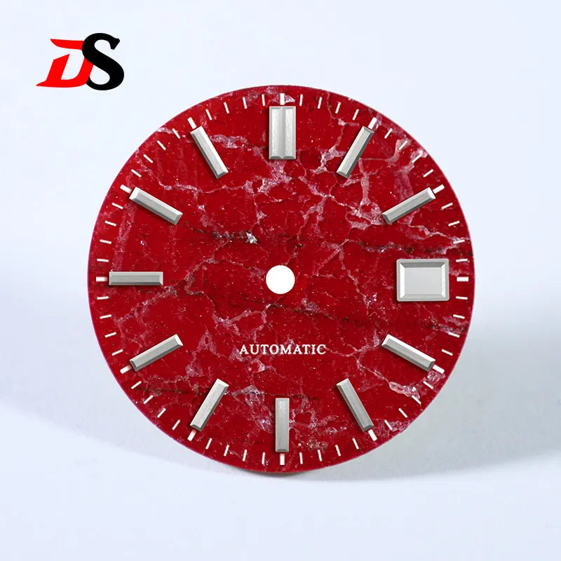 28.5mm Sea of Red Clouds Stone Blue lume Natural Strawberry NH35