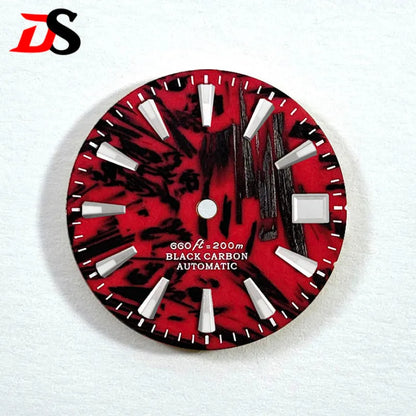 Red Carbon Fiber Dial Blue Lume NH35 Movement 28.5mm