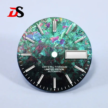 Ice Crystal Titanium Dial 28.5mm DAY DATE No Lume NH35 NH36 Movement