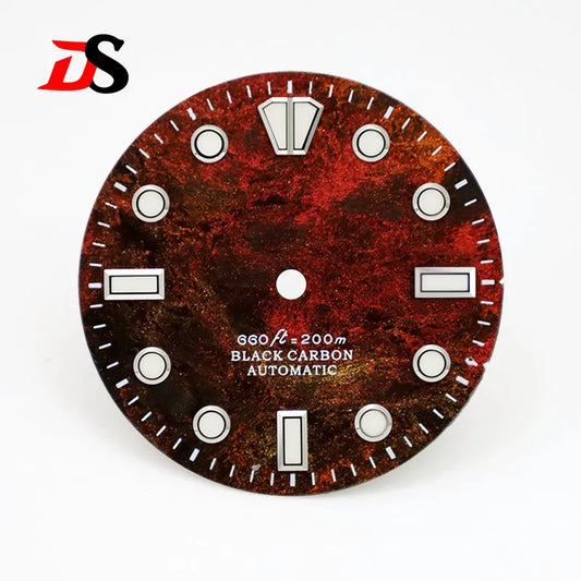 28.5mm Dial Rich Color LavaTexture Carbon Fiber Dial BGW9 Lume for NH35 Movement No Date/3o'clock Date