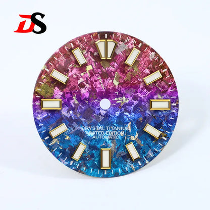 28.5mm Ice Crystal Titanium Dial Blue Lume NH35 Movement