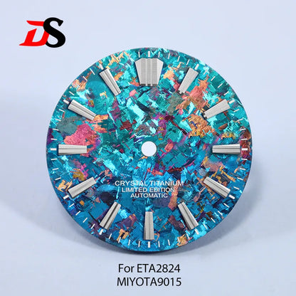 28.5mm Dial Ice Crystal Titanium Dial GS MOD No Lume NH35 NH38 ETA2824/MIYOTA 9015 Movement No Date Dial