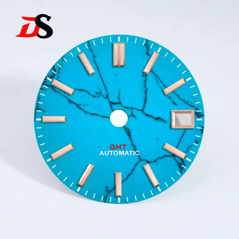 28.5mm Dial Natural Turquoise Dial NH34GMT Movement No Lume