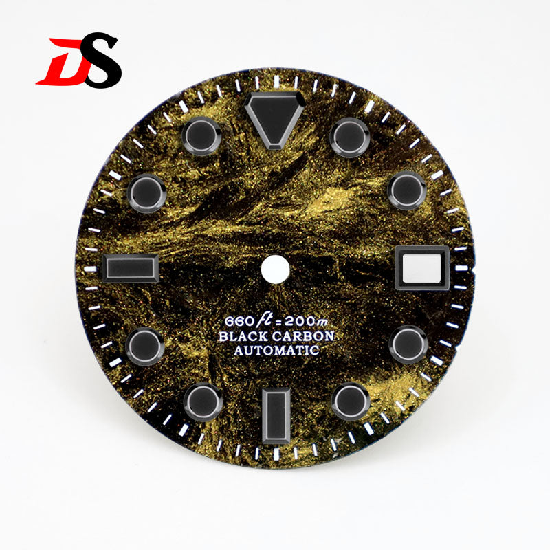 28.5MM Dial Rich Color Lava Carbon Fiber Dial Black Lume High Quality for NH35 Movement No date/3o'clock date