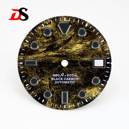 28.5MM Dial Rich Color Lava Carbon Fiber Dial Black Lume High Quality for NH35 Movement No date/3o'clock date