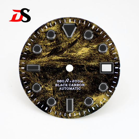 28.5MM Dial Rich Color Lava Carbon Fiber Dial Black Lume High Quality for NH35 Movement No date/3o'clock date