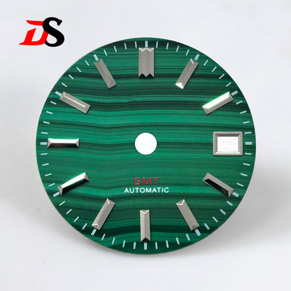 28.5mm Dial Natural Malachite No Lume Stone Dial NH34 Movement