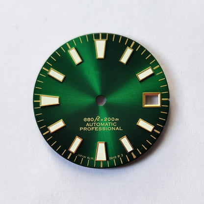 Sunburst Dial Green Lume Modified Watch NH35 Movement 28.5mm Dial