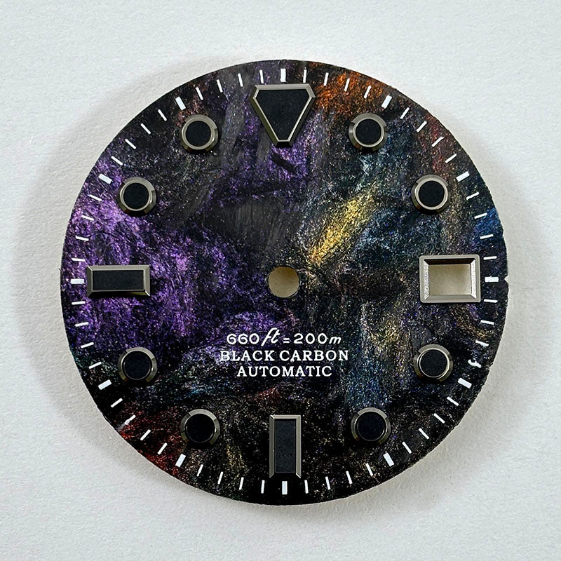 28.5MM Dial Rich Color Lava Carbon Fiber Dial Black Lume High Quality for NH35 Movement No date/3o'clock date