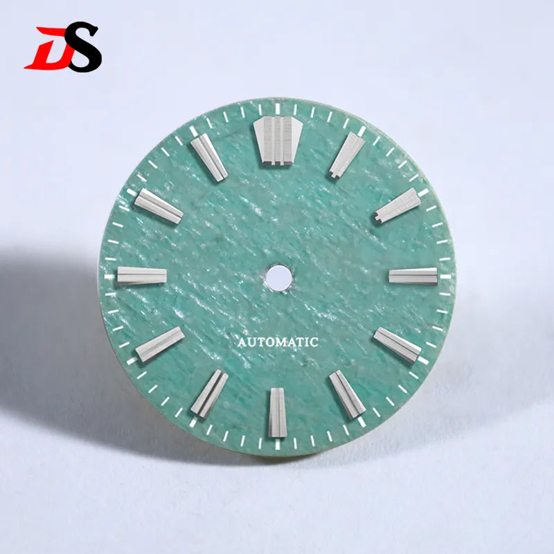 NH35 Dial Tianhe Jade 28.5mm White Tick Mark NH38 Movement Stone No Date Blue Lume/no Lume