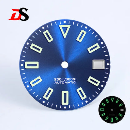 28.5mm Matte Dial Hollow Index BGW9 C3 Lume for NH35 Movement No Date SKX007