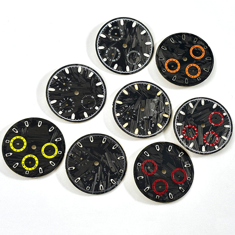 29.5mm Dial Carbon Fiber Blue Lume for VK63 Movement Black Lume