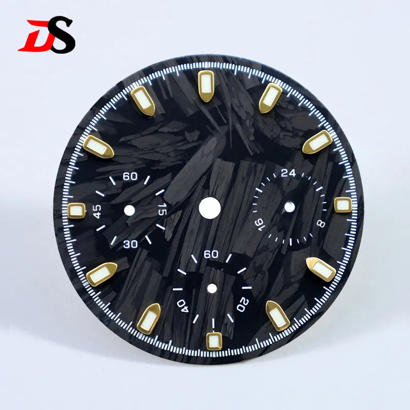 29.5mm Dial Carbon Fiber Dial Blue Lume for VK63 Movement Black Lume