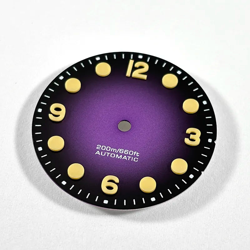 28.5mm Retro 369 Number Dial Gradient Matte Dial Black Lume for NH35NH38 Movement No Date Dial