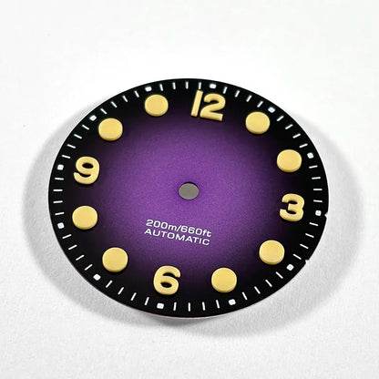28.5mm Retro 369 Number Dial Gradient Matte Dial Green Lume for NH35NH38 Movement No Date Dial