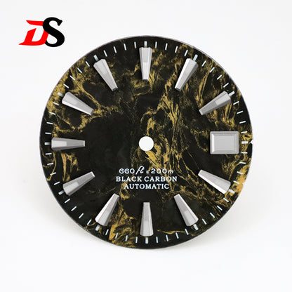 28.5mm Dial Rich Color Lava Texture Carbon Fiber Dial BGW9 C3 Lume for NH35 Movement 3o'clock date