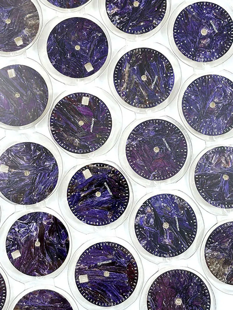 28.5mm Dial Purple Dragon Crystal Natural Purple Stone No Lume NH38 Movement 3 O'clock Date/No Date