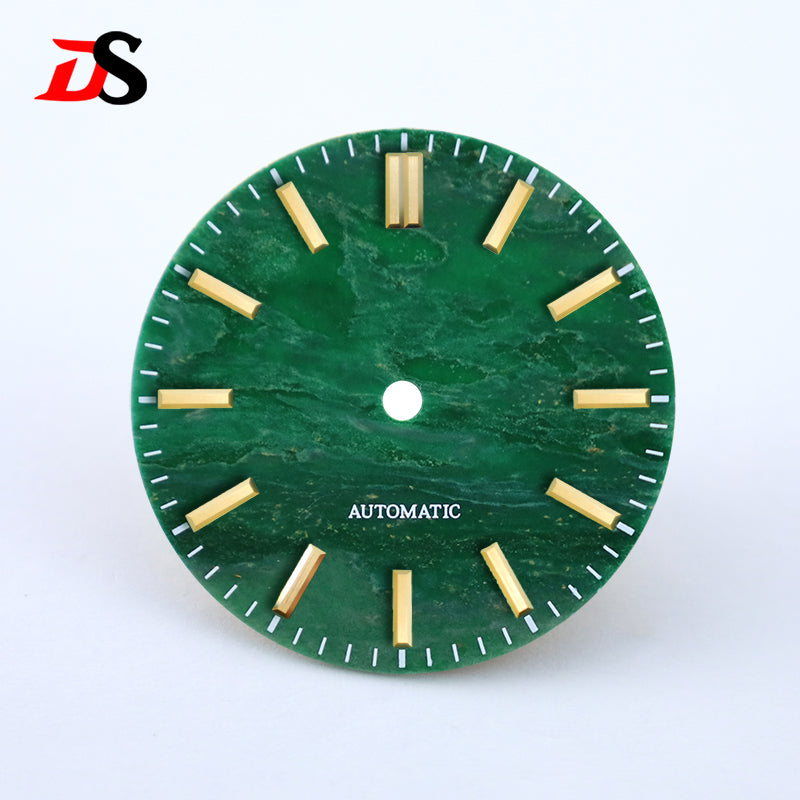 African Jade 28.5mm Dial No Lume NH38 Movement NO Date Blue Lume Stone Dial