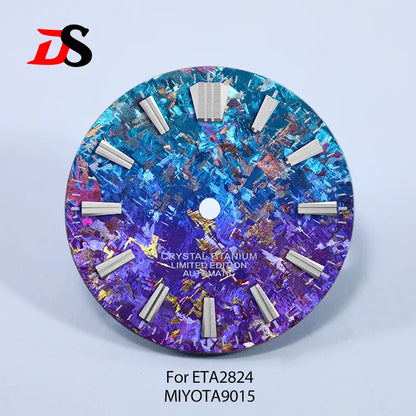 28.5mm Dial Ice Crystal Titanium Dial GS MOD No Lume NH35 NH38 ETA2824/MIYOTA 9015 Movement No Date Dial