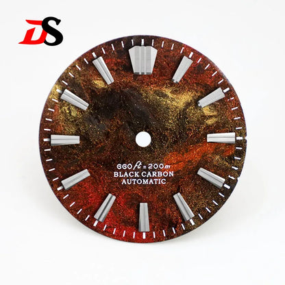 28.5MM Lava Carbon Fiber Dial No Lume Rich Color for NH35NH36 Movement No Date/3o'clock Date