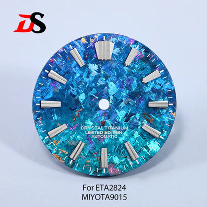 28.5mm Dial Ice Crystal Titanium Dial GS MOD No Lume NH35 NH38 ETA2824/MIYOTA 9015 Movement No Date Dial