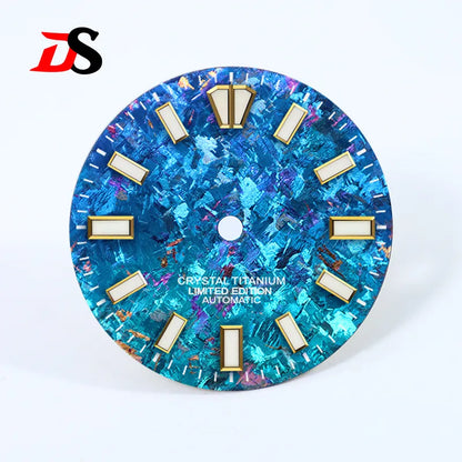 28.5mm Ice Crystal Titanium Dial Blue Lume NH35 Movement