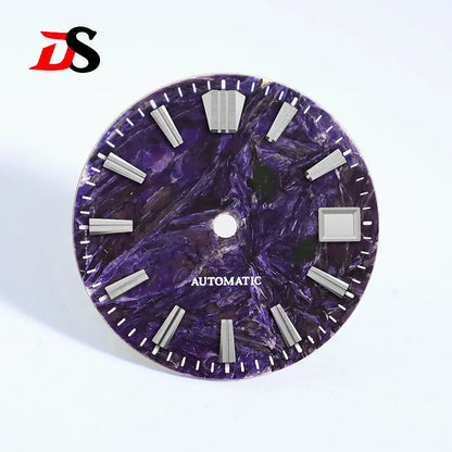 28.5mm Dial Purple Dragon Crystal Natural Purple Stone No Lume NH38 Movement 3 O'clock Date/No Date