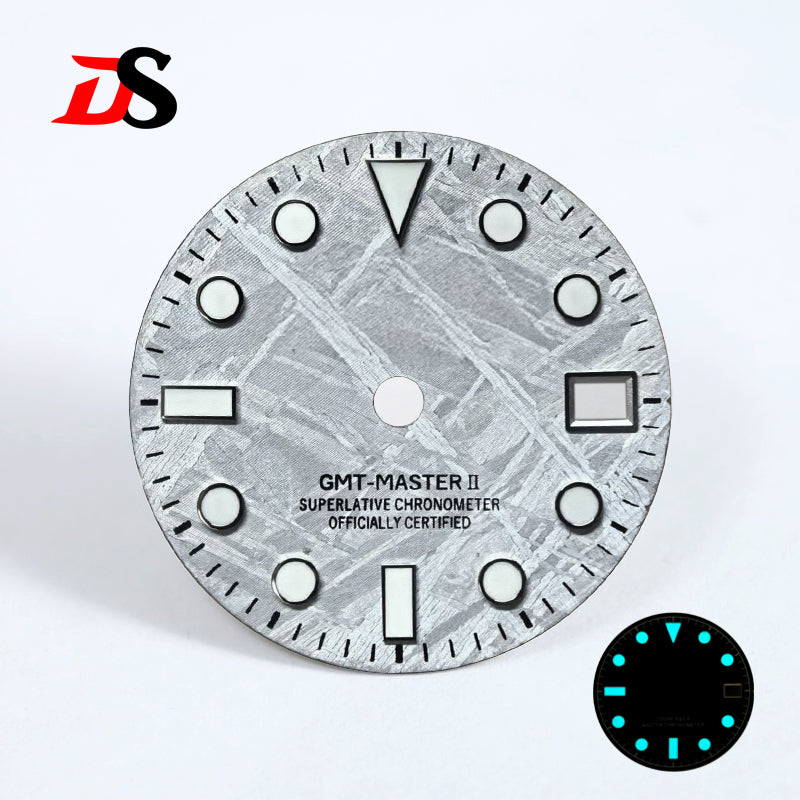 28.5mm Natural Gray GMT Meteorite Dial BGW9 C3 Lume NH34 Movement