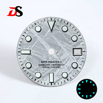 28.5mm Natural Gray GMT Meteorite Dial BGW9 C3 Lume NH34 Movement