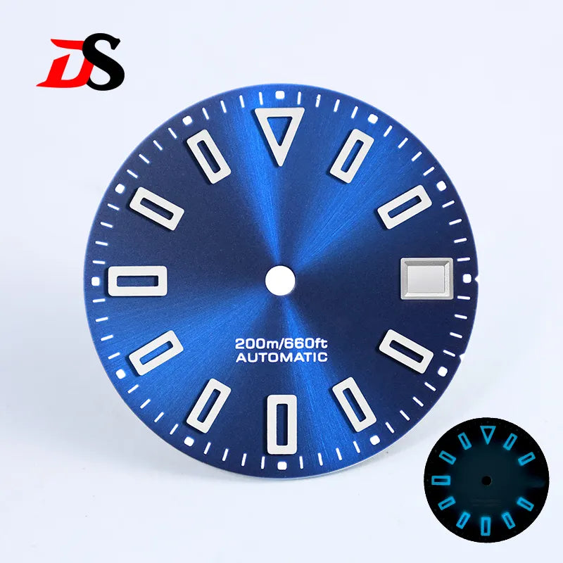 28.5mm Matte Dial Hollow Index BGW9 C3 Lume for NH35 Movement No Date SKX007