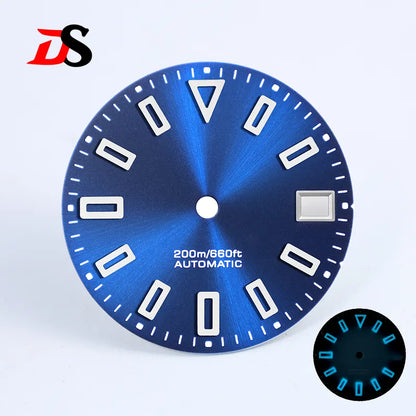28.5mm Matte Dial Hollow Index Green Lume SKX007 for NH35 Movement