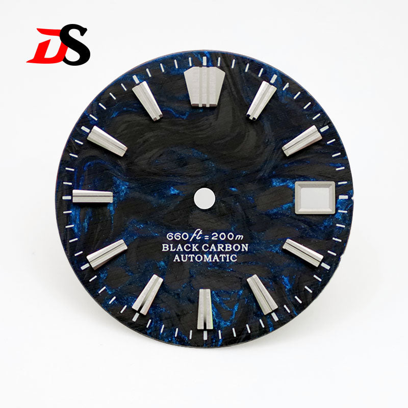 28.5MM Lava Carbon Fiber Dial No Lume Rich Color for NH35NH36 Movement No Date/3o'clock Date