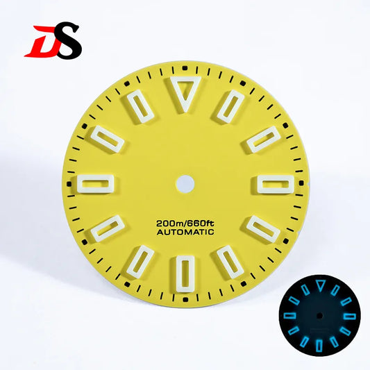28.5mm Matte Dial Hollow Index BGW9 C3 Lume for NH35 Movement No Date SKX007