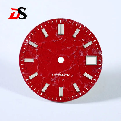28.5mm Sea of Red Clouds Stone Blue lume Natural Strawberry NH35
